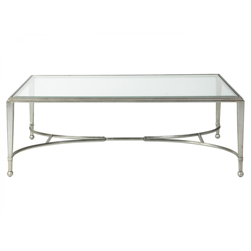 Silver Square Metal and Glass Cocktail Table
