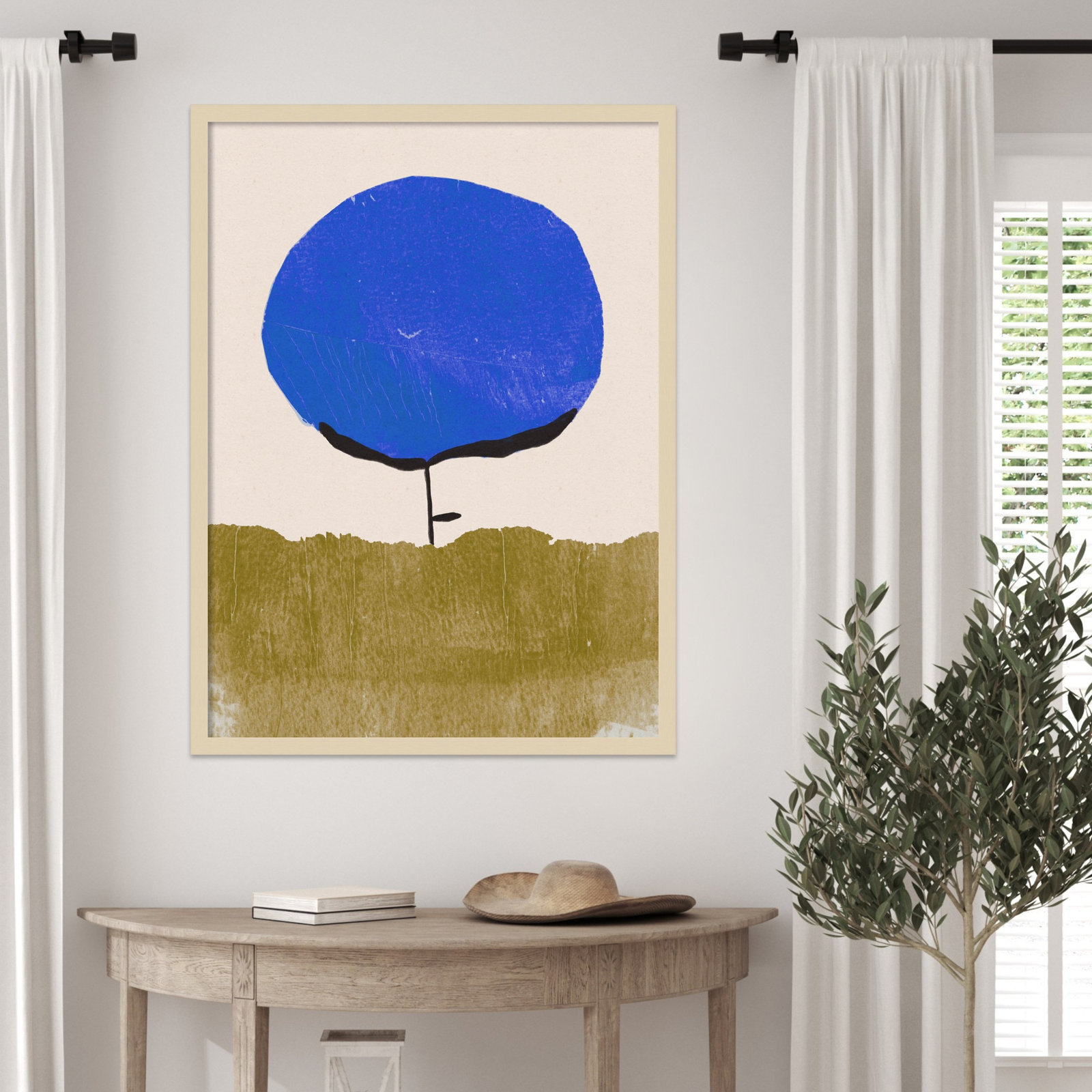Blue Flower Print by Alisa Galitsyna, 33" H x 25" W, Brown