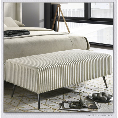 Banc rembourré en velours côtelé Mavela