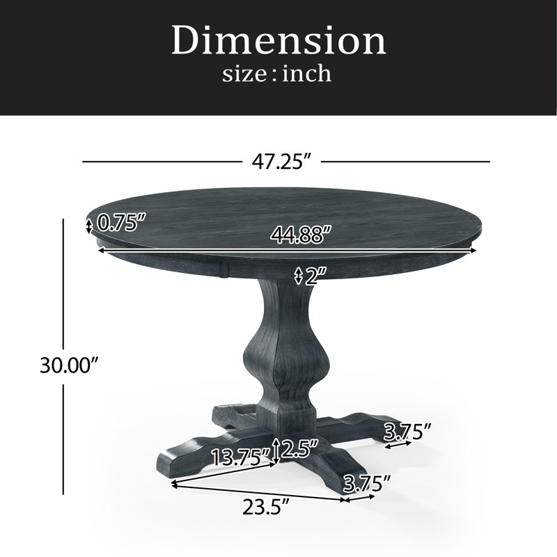 Table à manger ronde (2 boîtes), Gris anthracite