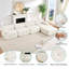 Canapé modulaire velours capitonné modulaire, beige-1119169396