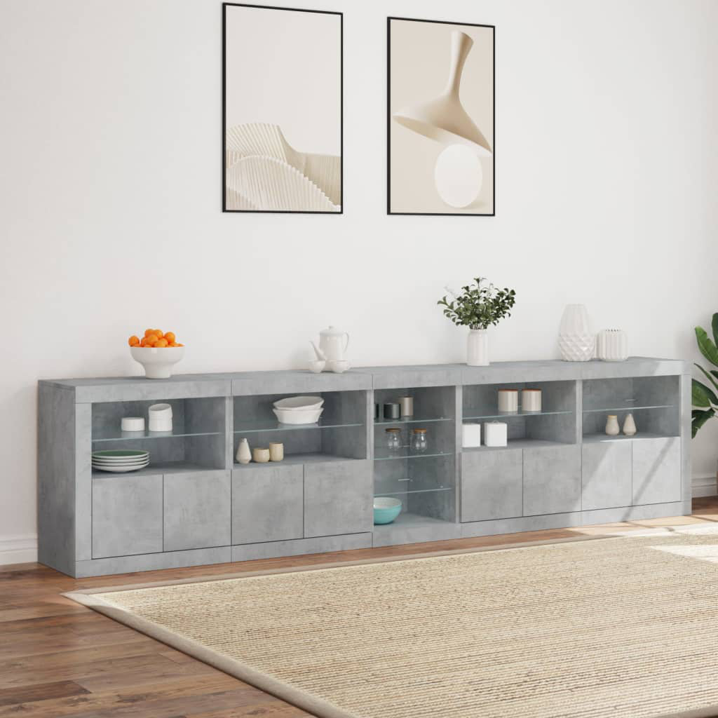 Vidaxl Sideboard Mit LED-Leuchten Braun Eichen-Optik 283X37x67 Cm