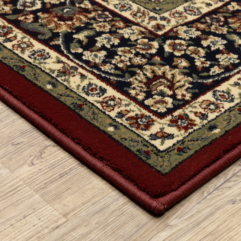 Tapis oriental rouge / bleu Shelburne, Rectangle 5 pi 3 po x 7 pi 9 po