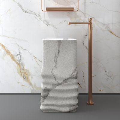 Chloe 33" Tall Pedestal Bathroom Sink Solid Surface Bathroom Sink
