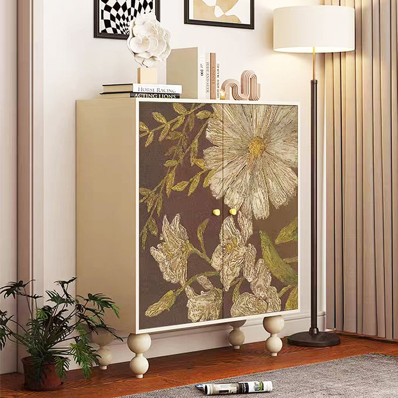 20 Pair Solid Wood Shoe Storage Cabinet, Cream
