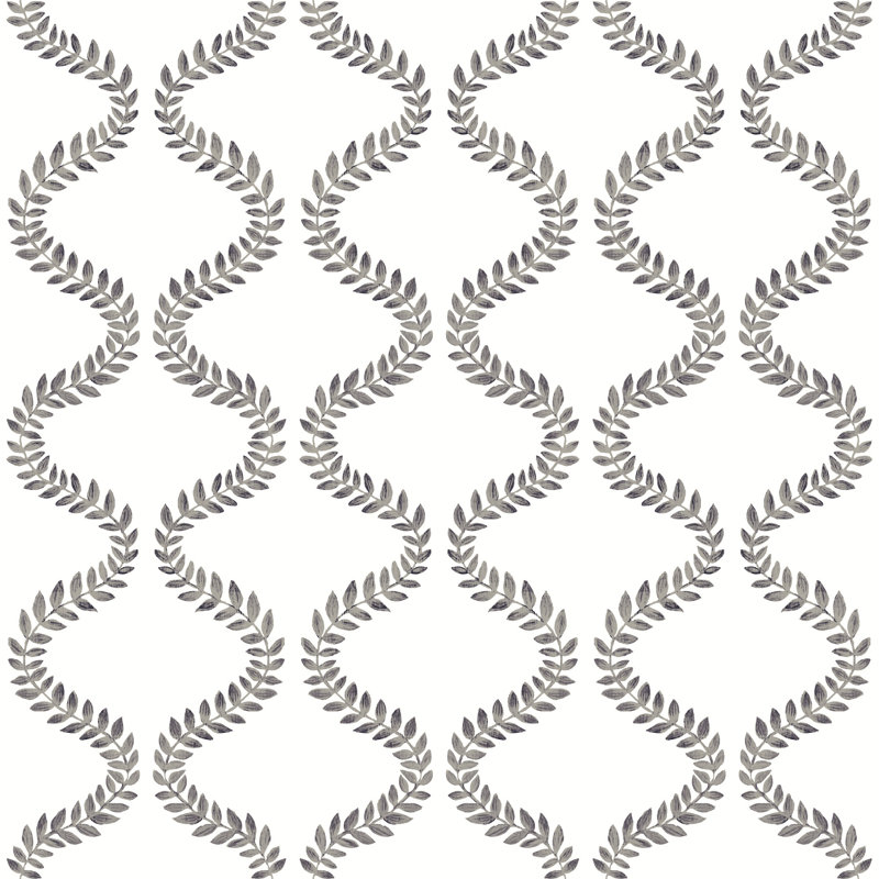 Florentine Soft Black Vine Trellis Peel and Stick Wallpaper, Black
