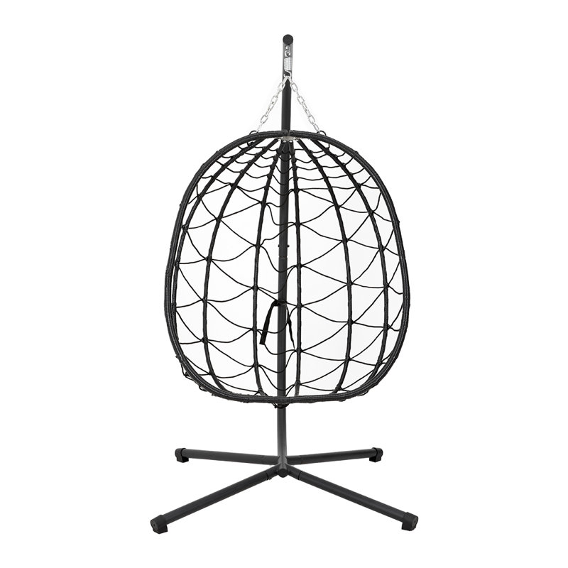 Black Hanging Chair with Stand and Cushion