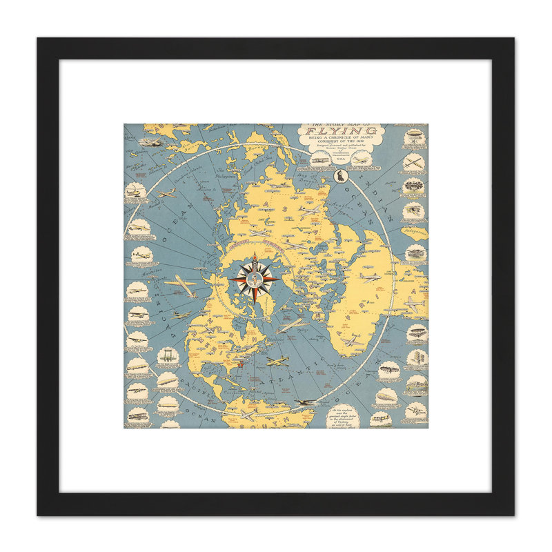 Map 1942 Aviation Flying Aeroplanes 1 Piece Single Picture Frame Painting