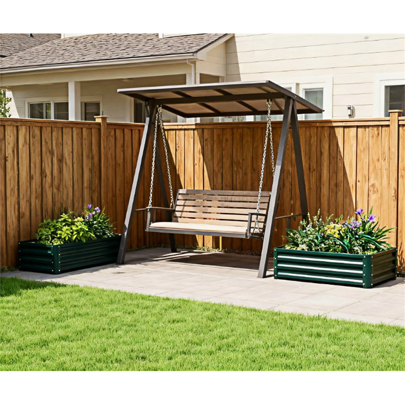 Metal Planter Box Galvanized Raised Garden Bed, Green