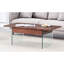 Table basse à plateau relevable multifonctionnel avec motif en marbre et pieds en verre trempé, design moderne pour le salon et le bureau-849244377