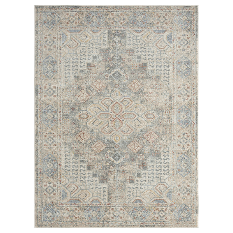 Tapis crème et gris Abani Mil150A, Rectangle 5 pi 3 po x 7 pi 6 po