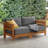 Barton Outdoor Patio Loveseat - Weather-Resistant Eucalyptus Wood Outdoor Loveseat with Thick Gray Cushions - 2 Seater Patio Sofa for Garden, Porch, Deck, or Poolside (Natural)