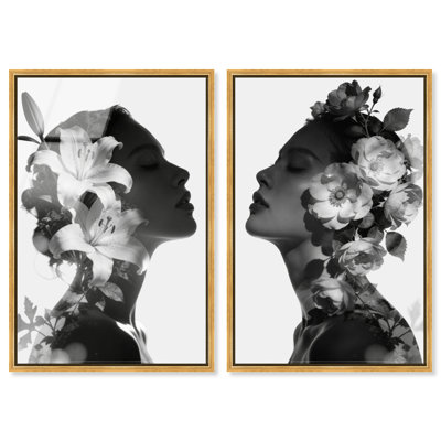 Nocturne Bloom Set High-Gloss Frameless Acrylic Glass Wall Art Floral & Botanical Print by Oliver Gal, Ready to Hang, 10 x 15