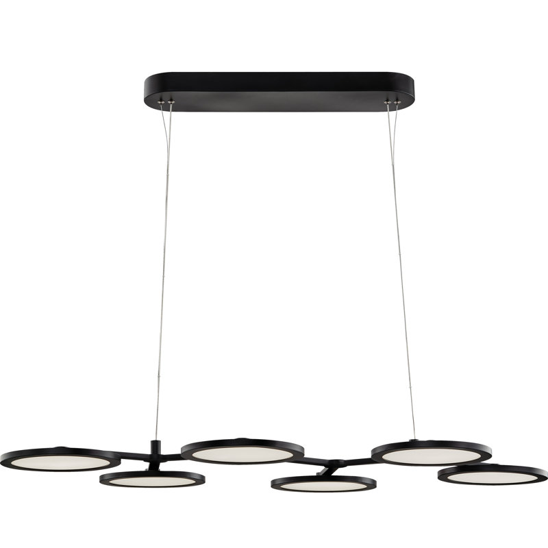 Luminaire suspendu linéaire à DEL 6 lumières pour îlot de cuisine Radia, Noir mat
