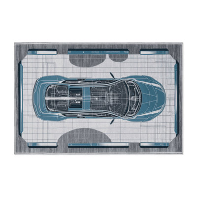 Transportation Gray Indoor and Outdoor Area Rug