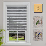 Zebra Blinds Window Dual Layer Roller Shades, Corded Horizontal Blind, Bedroom, Privacy, 72" Length