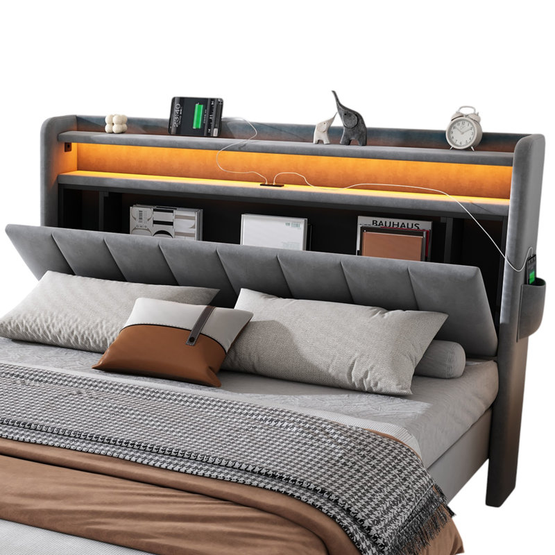 Debarata Upholstered Storage Bed, Double (4'6)