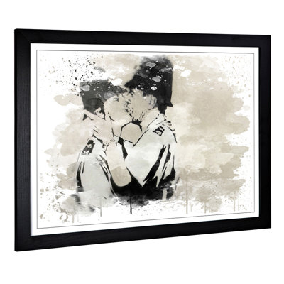 Kissing Police Policeman Graffiti - Wall Art