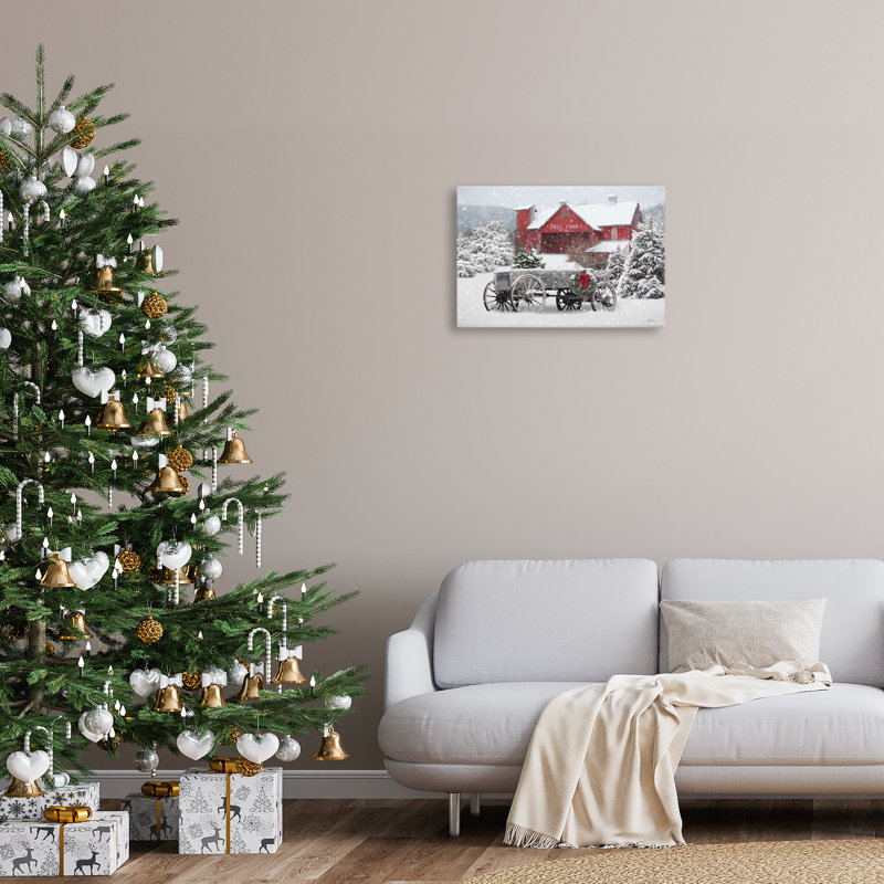 «Winter Wagon & Barn», art mural par Lori Deiter, H 16 po x l 24 po