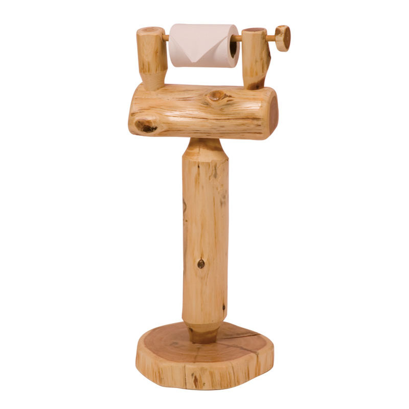 Traditional Cedar Log Free Standing Toilet Paper Holder