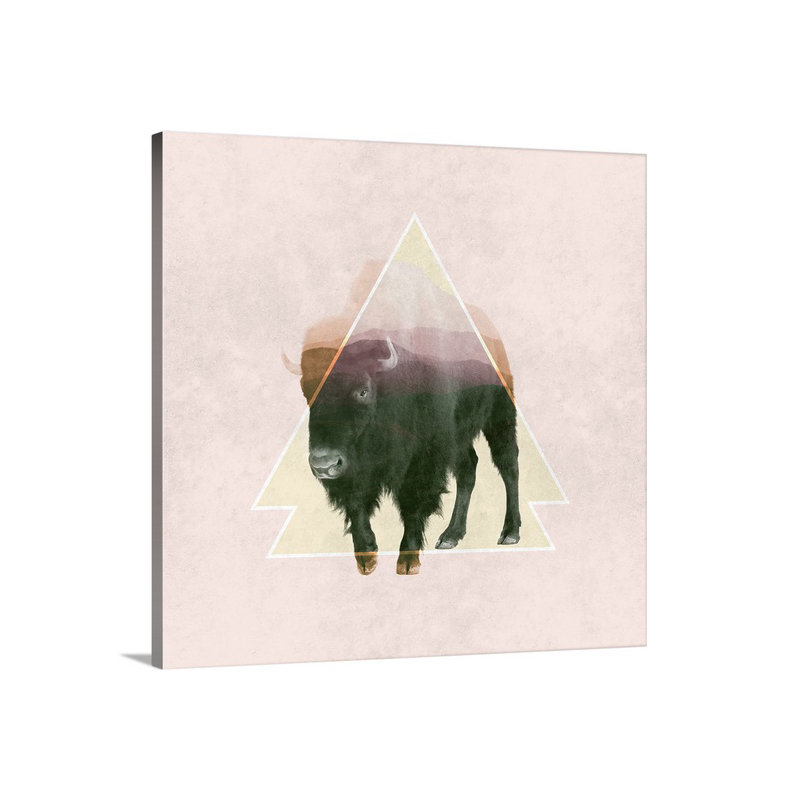 «Double Exposure Wildlife Bison I», reproduction d'impression, H 35 po x l 35 po x 1,5 po, Toile
