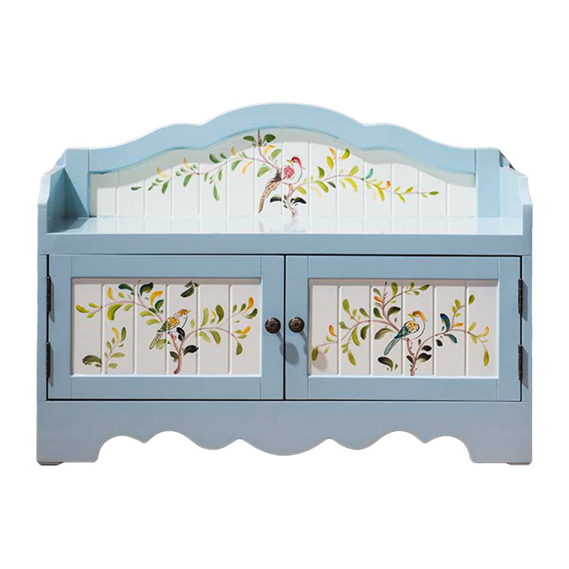 Country Painted Solid Wood Shoe Storage Bench