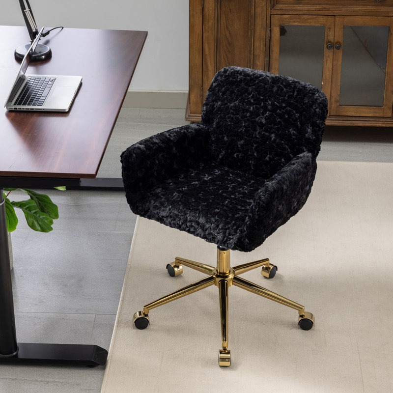 Chaise de bureau en velours Batasi, Noir