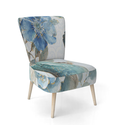 Upholstered Floral Side Chair - Modern floral Accent Chair
