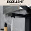 Robinet de salle de bain avec fonction cascade, noir mat, fixation sur le comptoir, un trou, poignée simple, bonde escamotable, conduites d'alimentation, contrôle, conception géométrique, côté, robinet de lavabo noir à cartouche