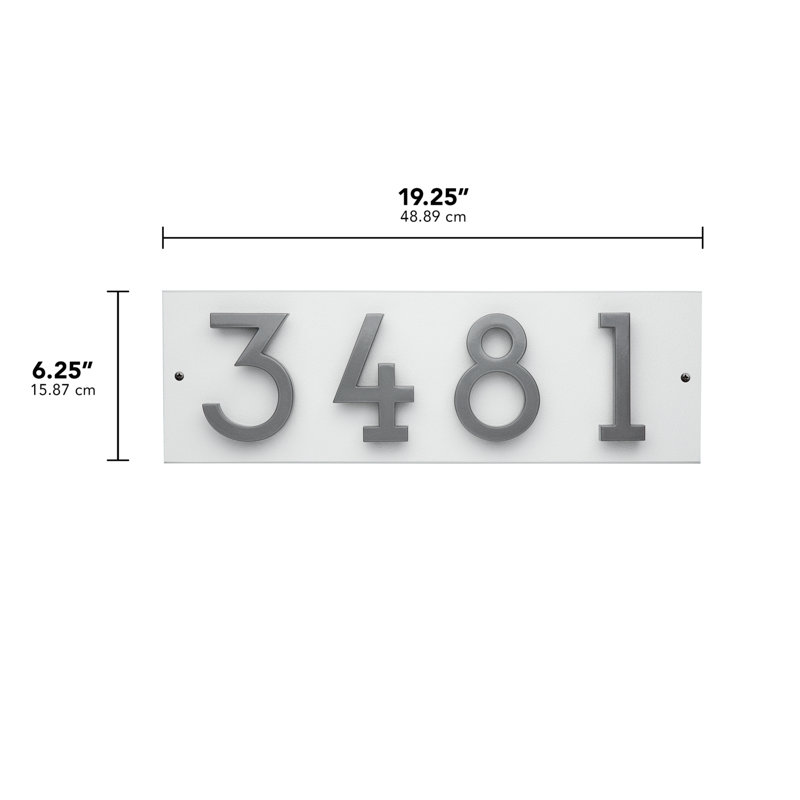 Floating Stand-Off 4-Number Horizontal Sign, White /W/ Silver Modern Font Numbers, Yes