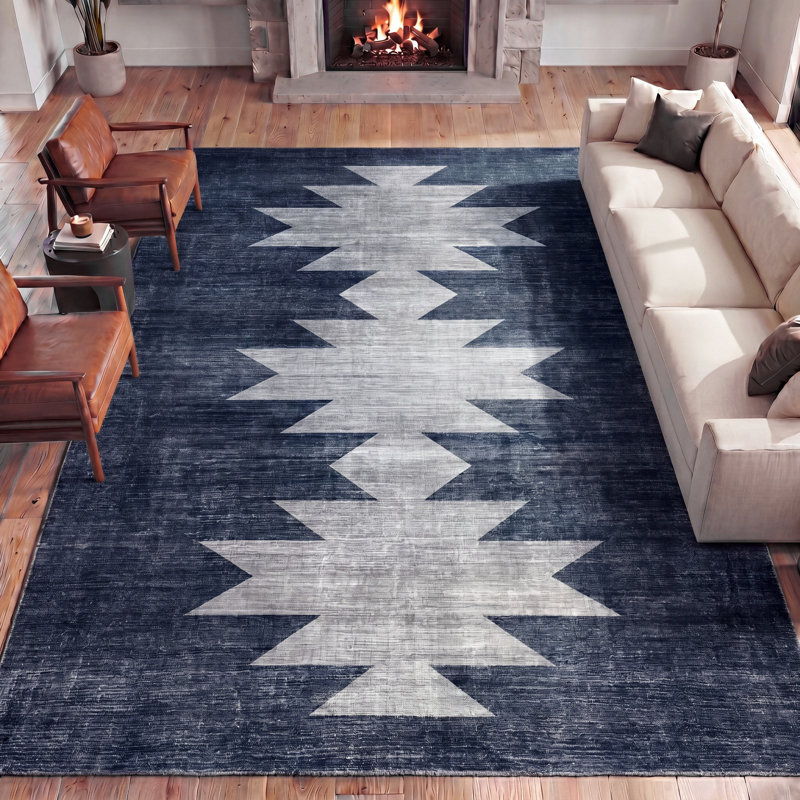 Tapis antidérapant Peyton Minimalist, Charcoal/Cream, Rectangle de 5 pi x 8 pi