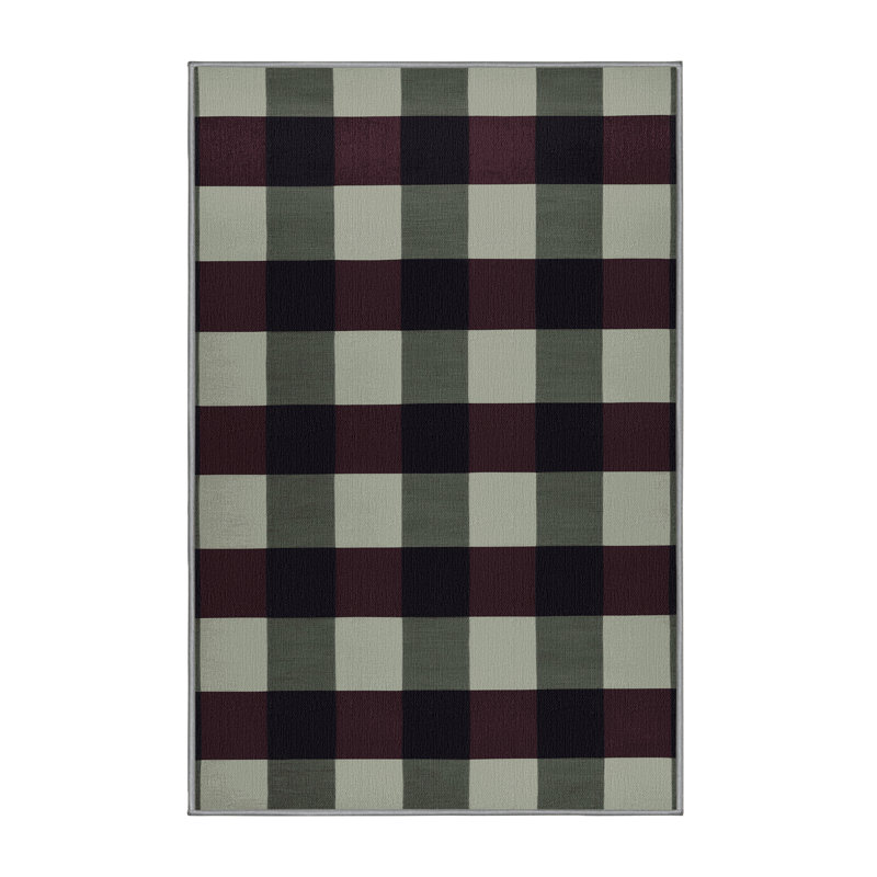 Tapis brun à carreaux lavable à la machine, Tapis de couloir 2 pi x 5 pi