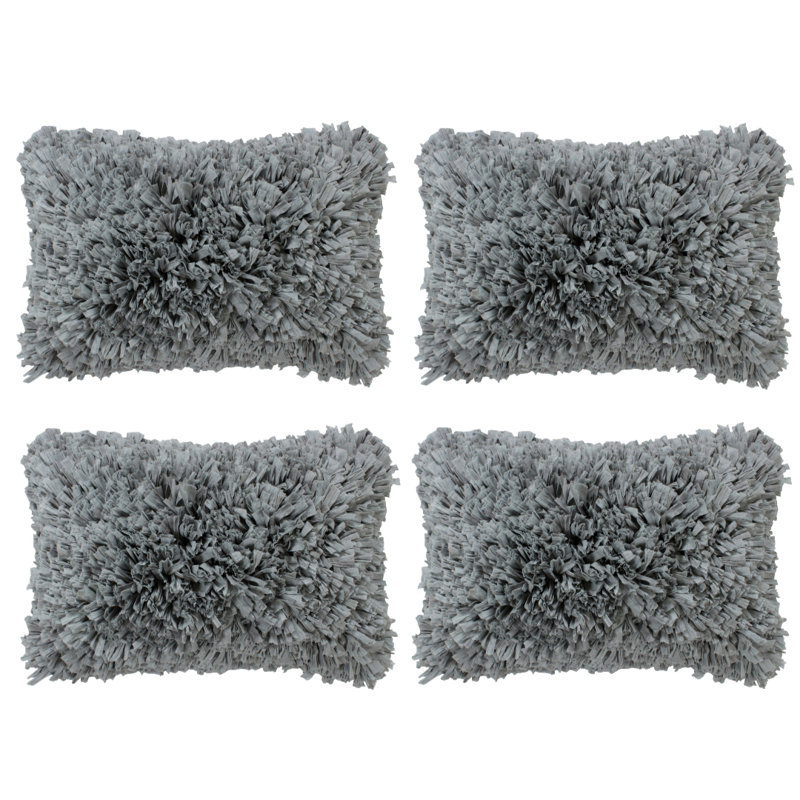 Coussin décoratif en coton, 14 po x 20 po, Gris