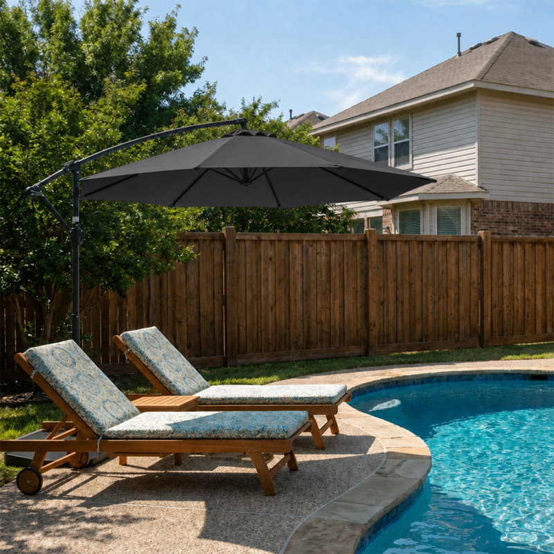  Auvent de remplacement pour parasol de table à 8 nervures de patio, Gris orage