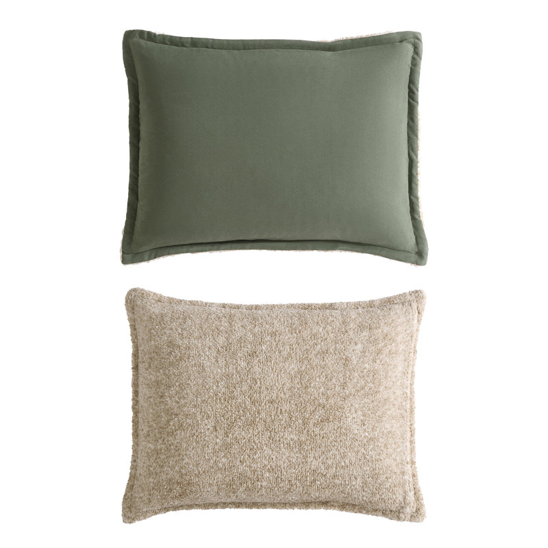 Nautica Beckett Microsuede/Sherpa Reversible Green Comforter Set, Twin Comforter + 1  Standard Shams