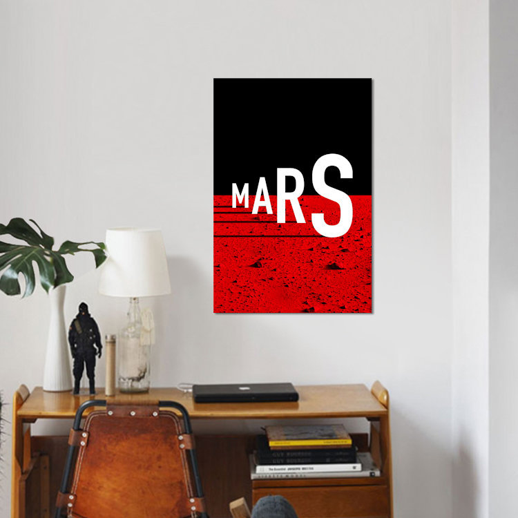 « to mars », reproduction d’impression sur toile, H 12 po x l 8 po x P 0,75 po, Pas de tapis, Toile tendue