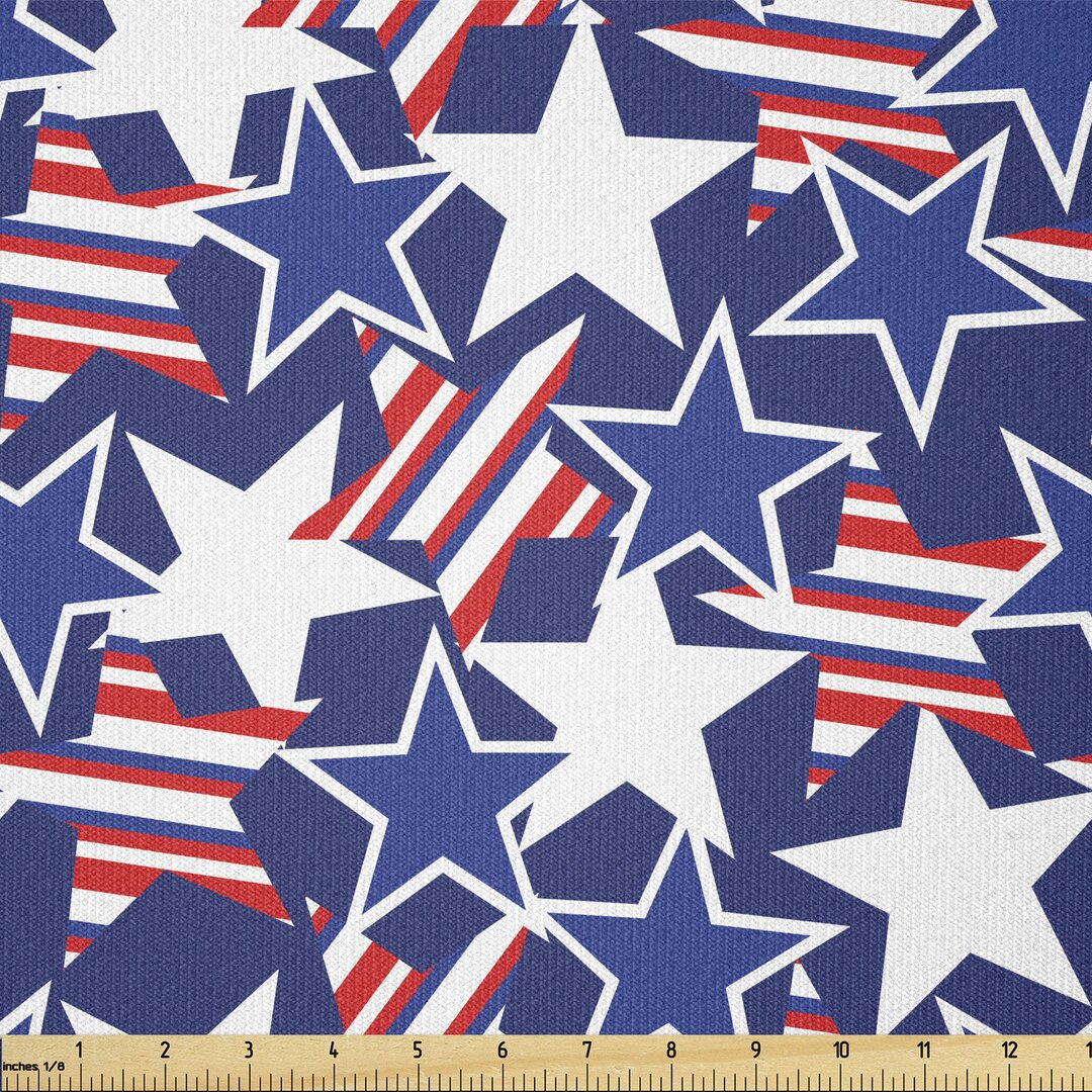 Stoff als Meterware, Patriotic American Star, 4. Juli, Royal Blue Weiß und Rot