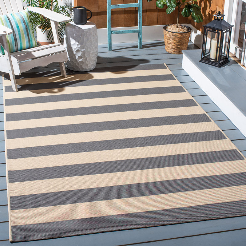 Tapis d'intérieur / extérieur à rayures Durain Performance, Rectangle 9 pi x 12 pi