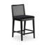 Tabouret de comptoir en rotin Elio - paquet de 2, structure noire, tissu bouclé noir-15892450-15892454