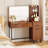 45.3’’L Modern Style Vanity Desk With Mirror, LED Lights And Power Outlet, Bedroom Makeup Vanity Table With Storage Cabinet And 4 Drawers-1181899373