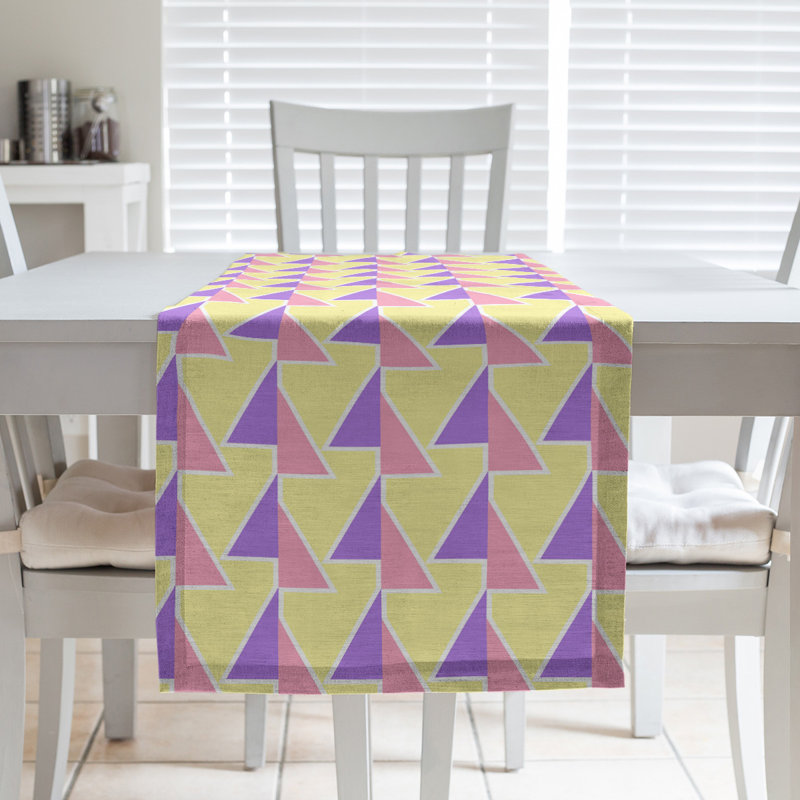 Chemin de table à flèches changeées, 16 po x 72 po, Mauve / rose / jaune