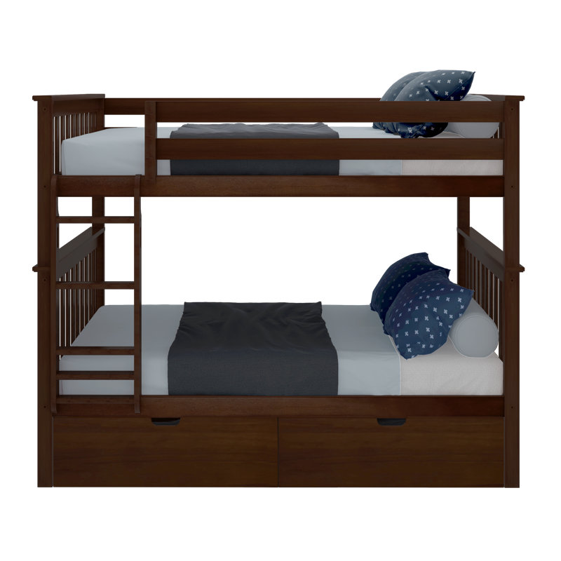 Lit superposé standard en bois massif Bolles, Double sur double, Espresso