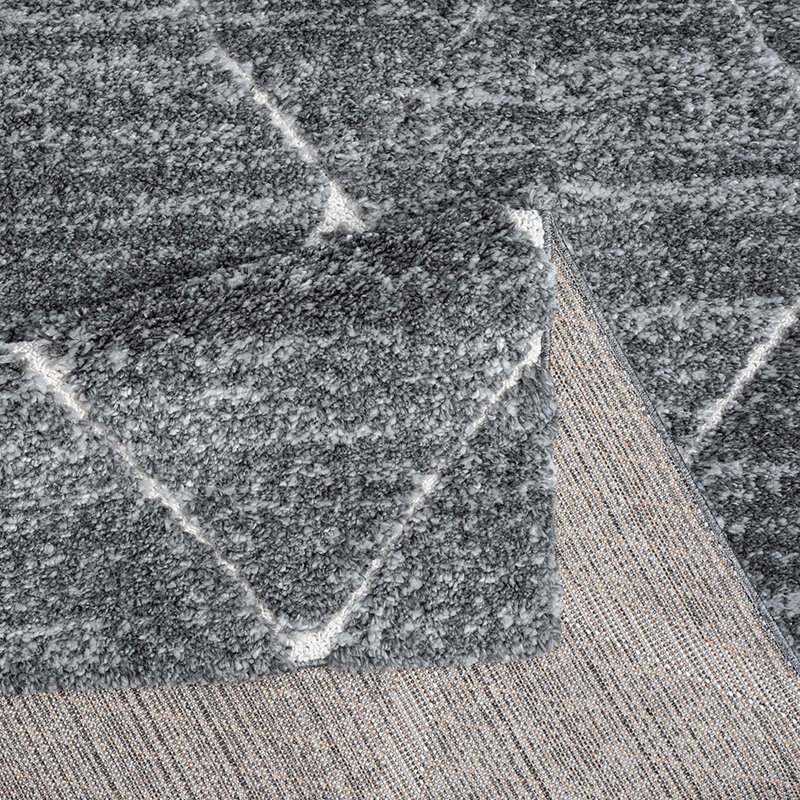 Machine Woven Talas Trellis Area Rug In Grey And Cream, Rectangle 3' x 5'