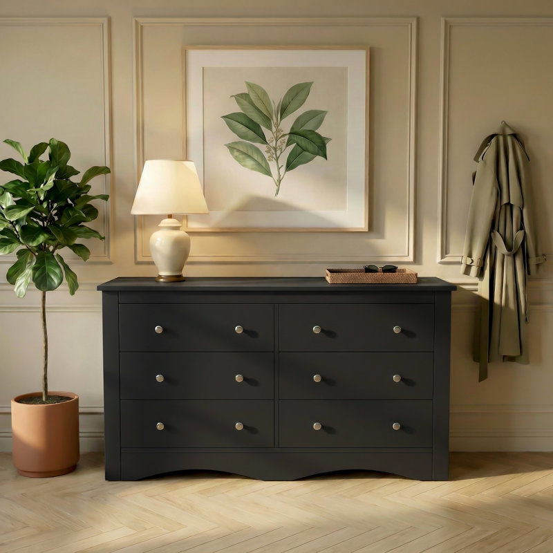 6-Drawer Large Capacity Storage Dresser, Versatile Storage Cabinet, Black