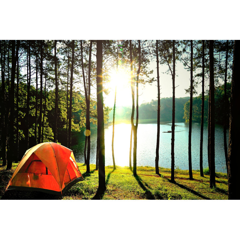 Orange Camping Tents by Wanchanta - Wrapped Canvas Print, 81cm H x 122cm W