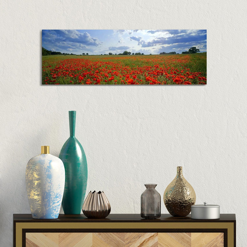 Poppies In A Field, Norfolk, England #2 - Wrapped Canvas Panoramic Print, 30.48 cm H x 91.44 cm W x 1.91 cm D