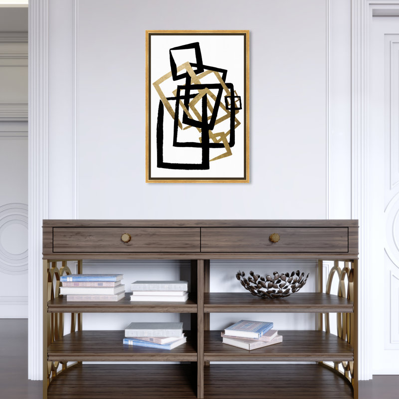«Abstract Square Formas Geometric», reproduction d'art sur toile, H 24 po x l 16 po x P 1,5 po, Toile encadrée d'or