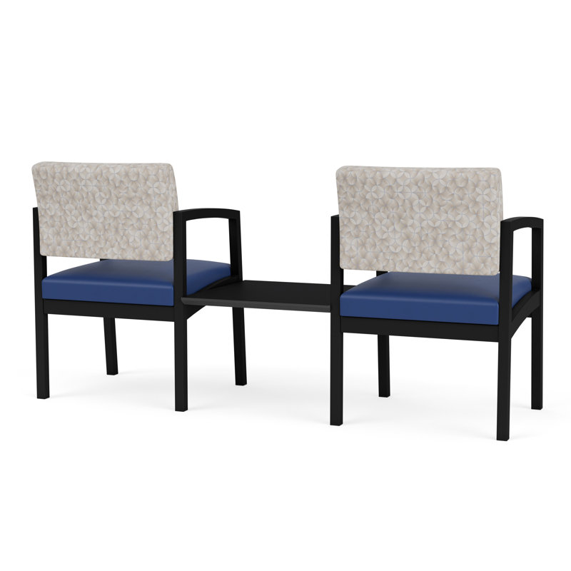 Structure tandem 2 places avec table centrale en acier Lenox, Noir, Midnight Black