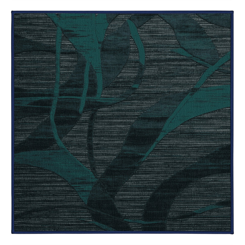 Tapis bleu abstrait lavable à la machine, Carré 4 pi