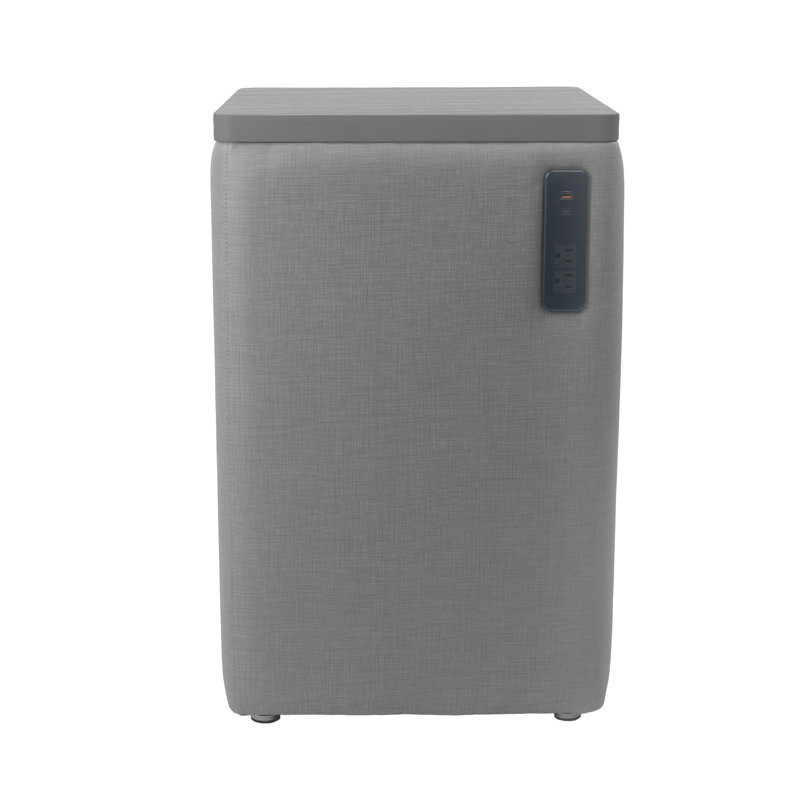 Pro Series Upholstered Square Ottoman Table with Tech Panel, Dark Gray/Cosmic